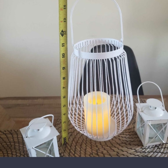 Flameless Lantern & 2 Decorative Tea Light Candle Lanterns - Picture 4 of 7